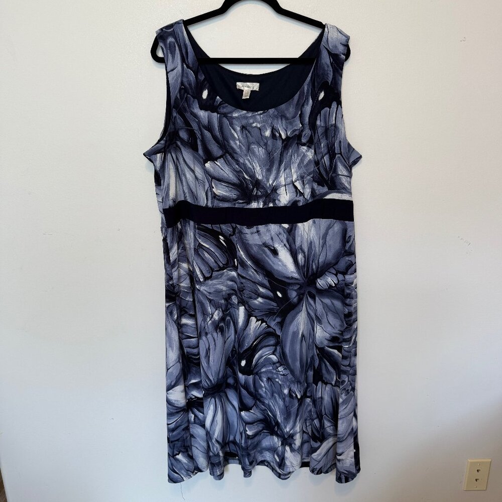 Dress Barn Black and White Abstract Floral Sleeveless Dress